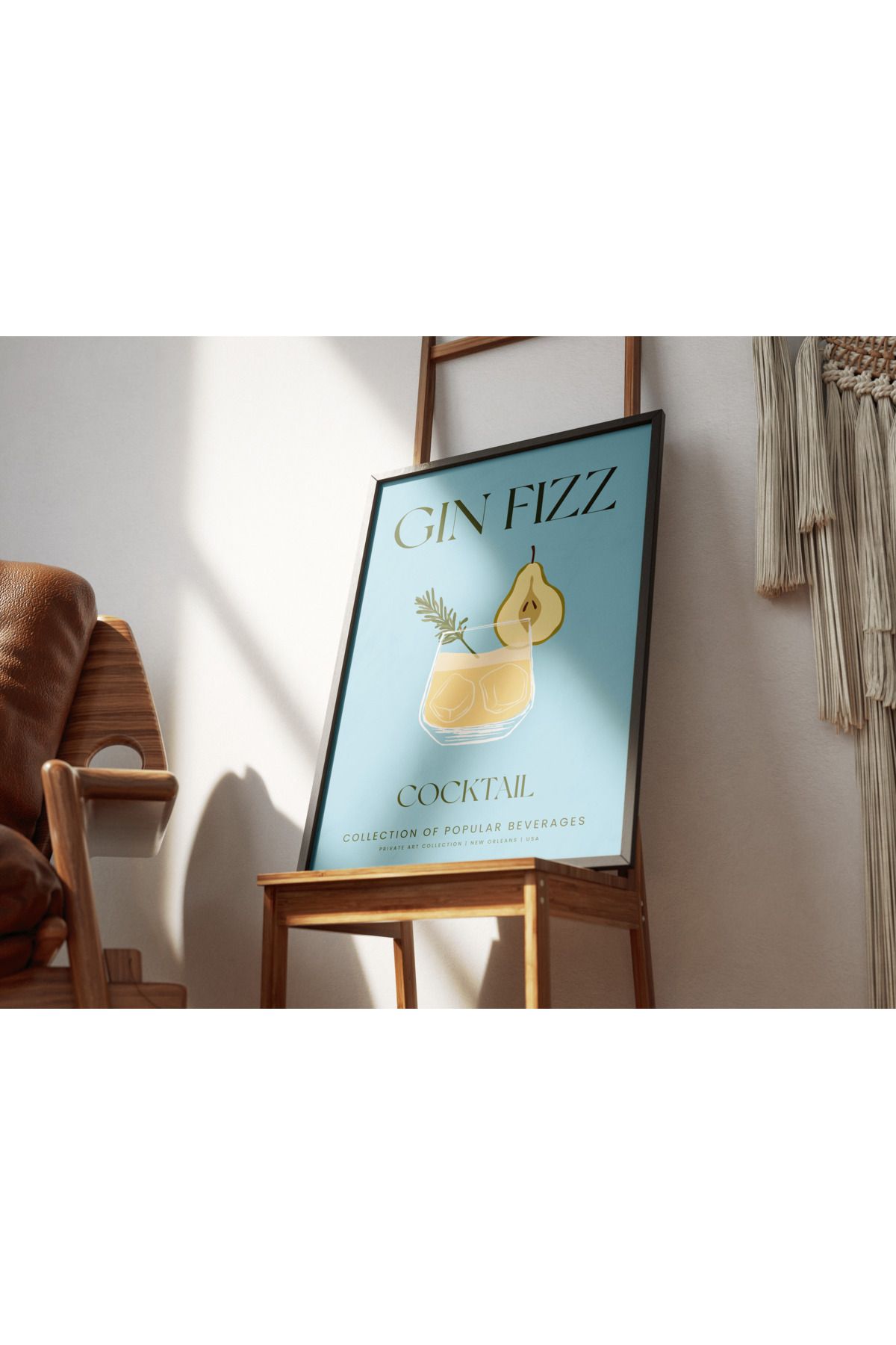 Home Gin Fizz Kokteyli Çerçeveli Tablo