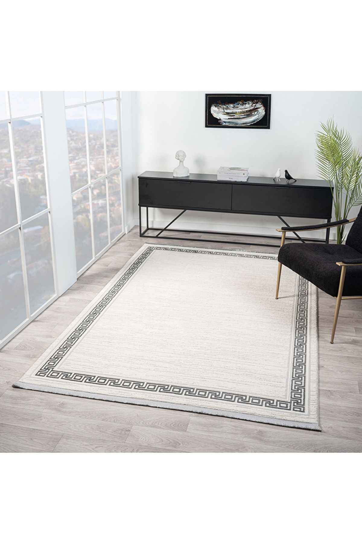Aslan Home Modern Gri Desenli Yolluk –Pamuk, Leke Tutmaz, Silinebilir, Kolay Temizlenir Halı