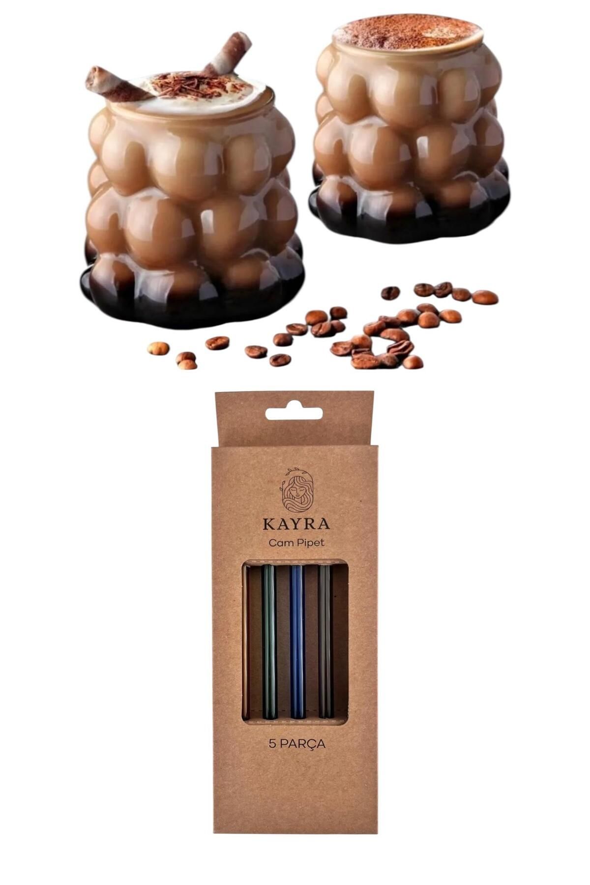 evikonu 3'LÜ SET 2 ADET BALONCUKLU BARDAK-KAYRA 5'Lİ PİPET