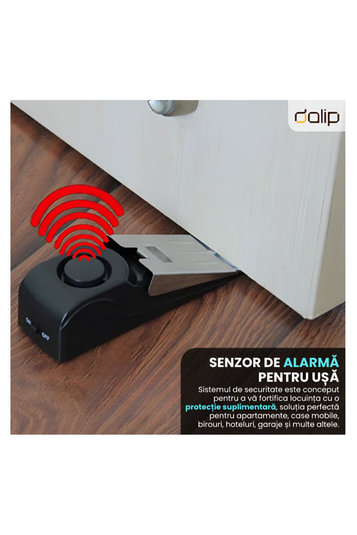 ONSG-Door Stop with Alarm System, Dalip, Anti-Burglar with 120dB Alarm, Adjustable Sensitivity, Black 2