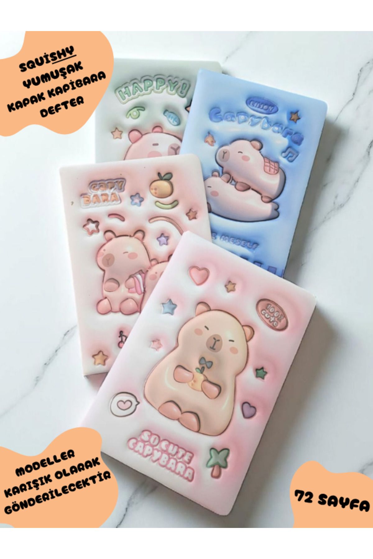 ALLStore Capybara (KAPİBARA) YUMUŞAK SQUSHİ KAPAKLI DEFTER . HATIRA NOT DEFTERİ 72 SAYFA