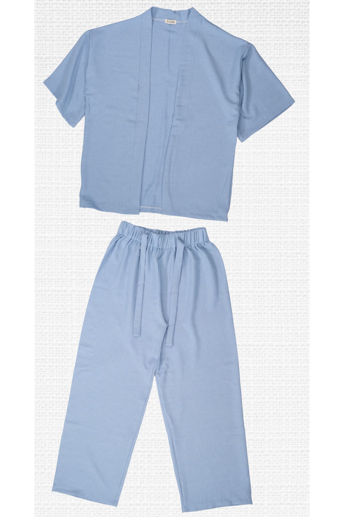 Tahta Tekstil Sofya Keten Relax Fit 2'li Takım Uzun Kollu Kimono Pantolon Takım
