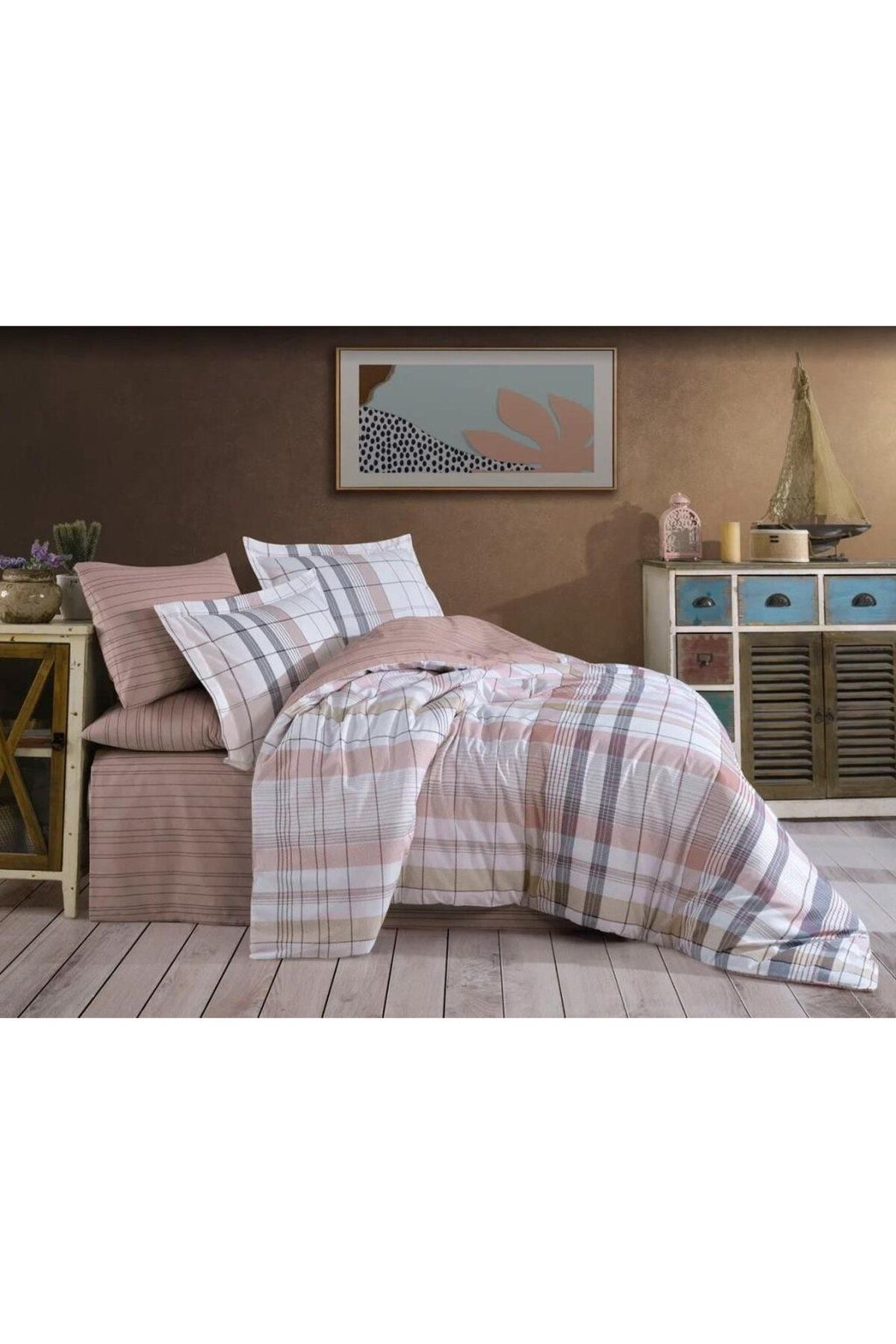 Hobby home collection Hobby Çift Kişilik Ranforce Nevresim Takımı Vivaldi Pudra