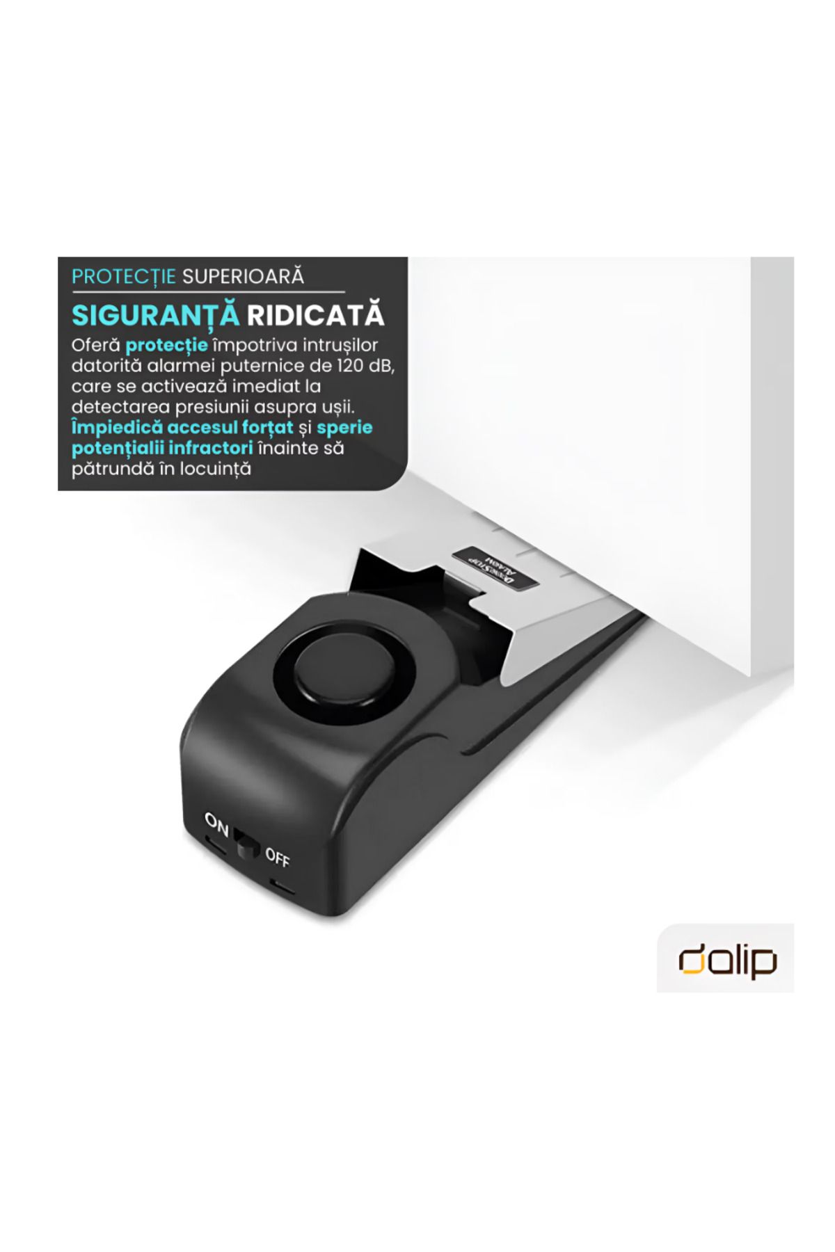ONSG-Door Stop with Alarm System, Dalip, Anti-Burglar with 120dB Alarm, Adjustable Sensitivity, Black 4