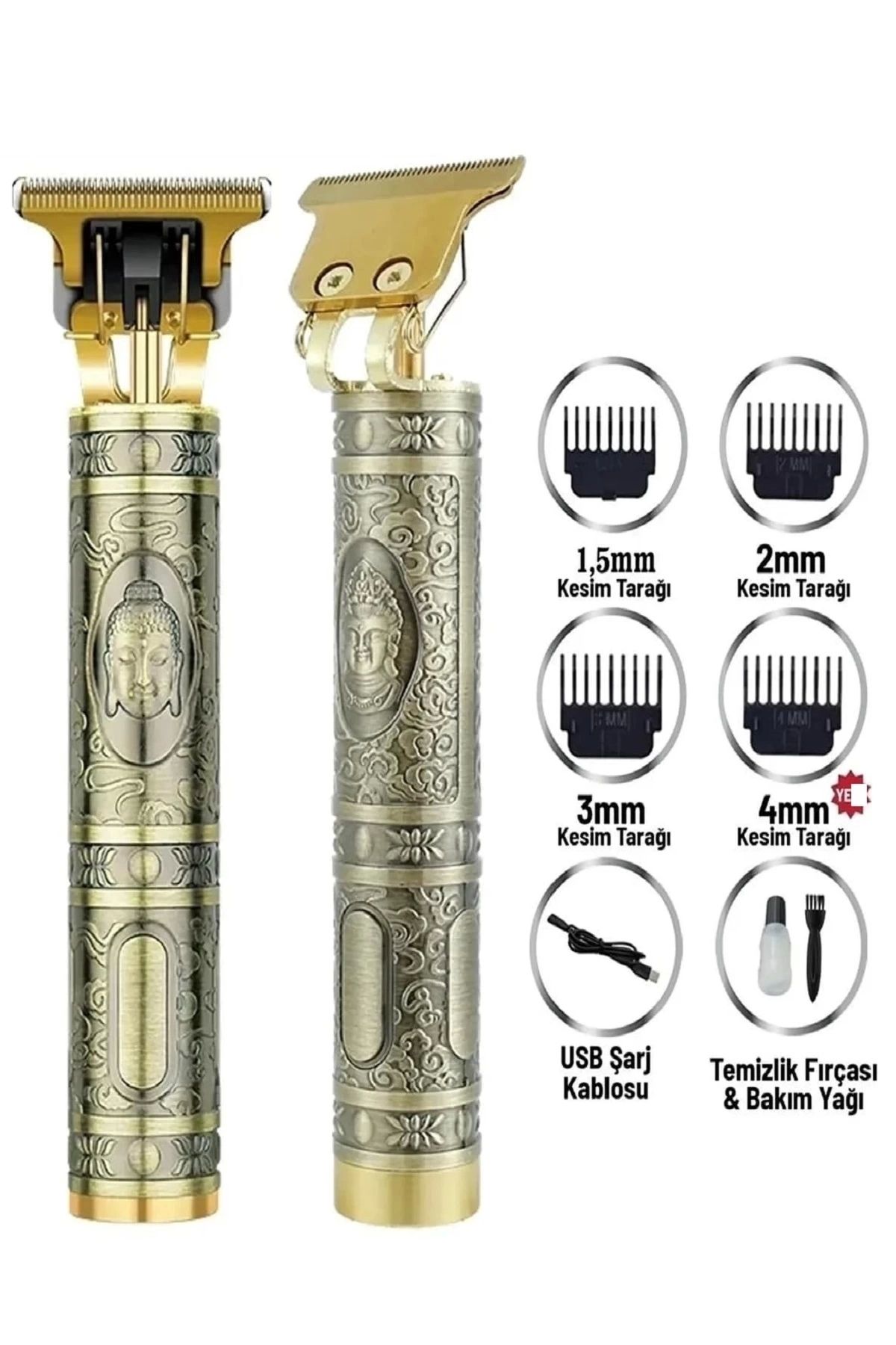 shop Gold Uçlu Vintage Şarjlı Traş Makinesi Saç Sakal Ense Çizim Vucüt Kılı Tıraş Makinası