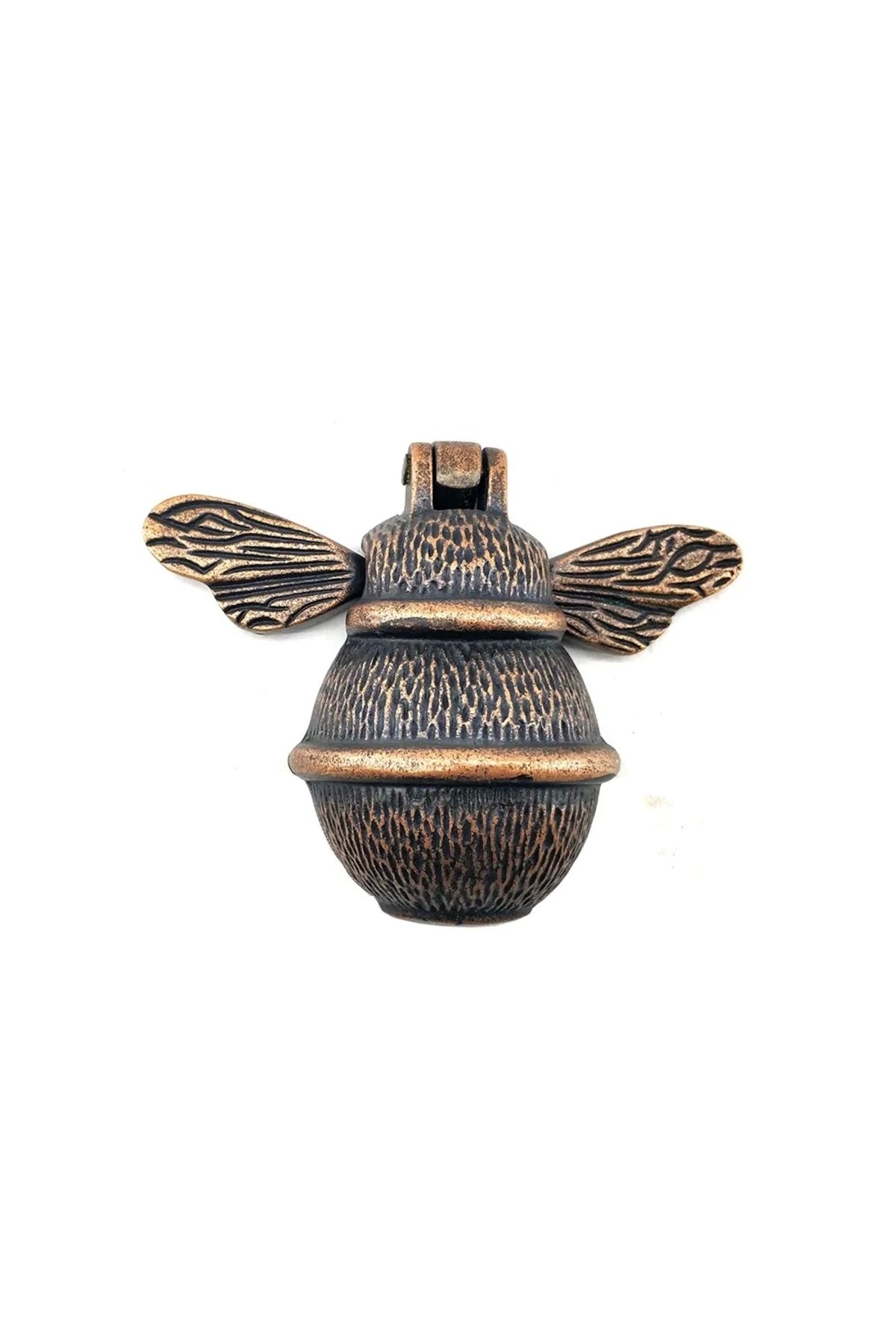 No8 Home Antika Tarz Dekoratif Pirinç Arı Kapı Tokmağı, Taktak - Küçük, 123x150mm, Antik