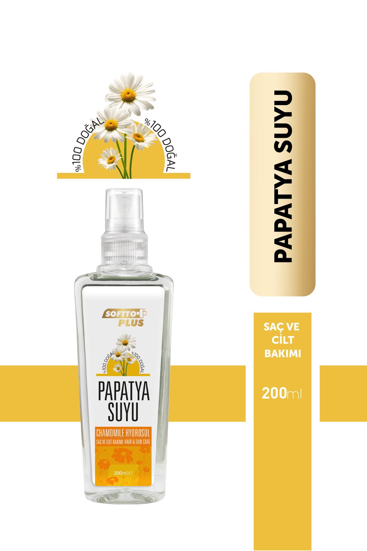 Softto Plus Saç İçin Parlaklık Veren ve Canlılık kazandıran Papatya Suyu 200 ml