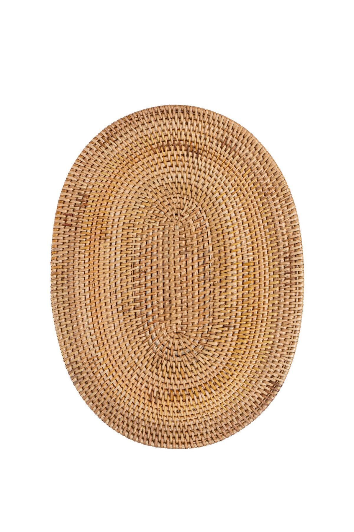Elioure El yapımı doğal rattan dekoratif supla ve duvar süsü 30x40cm