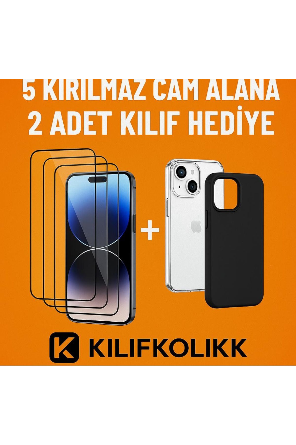 ADYS iPhone 12 Pro 5 Ekran Koruyucu Film + 2 Kılıf