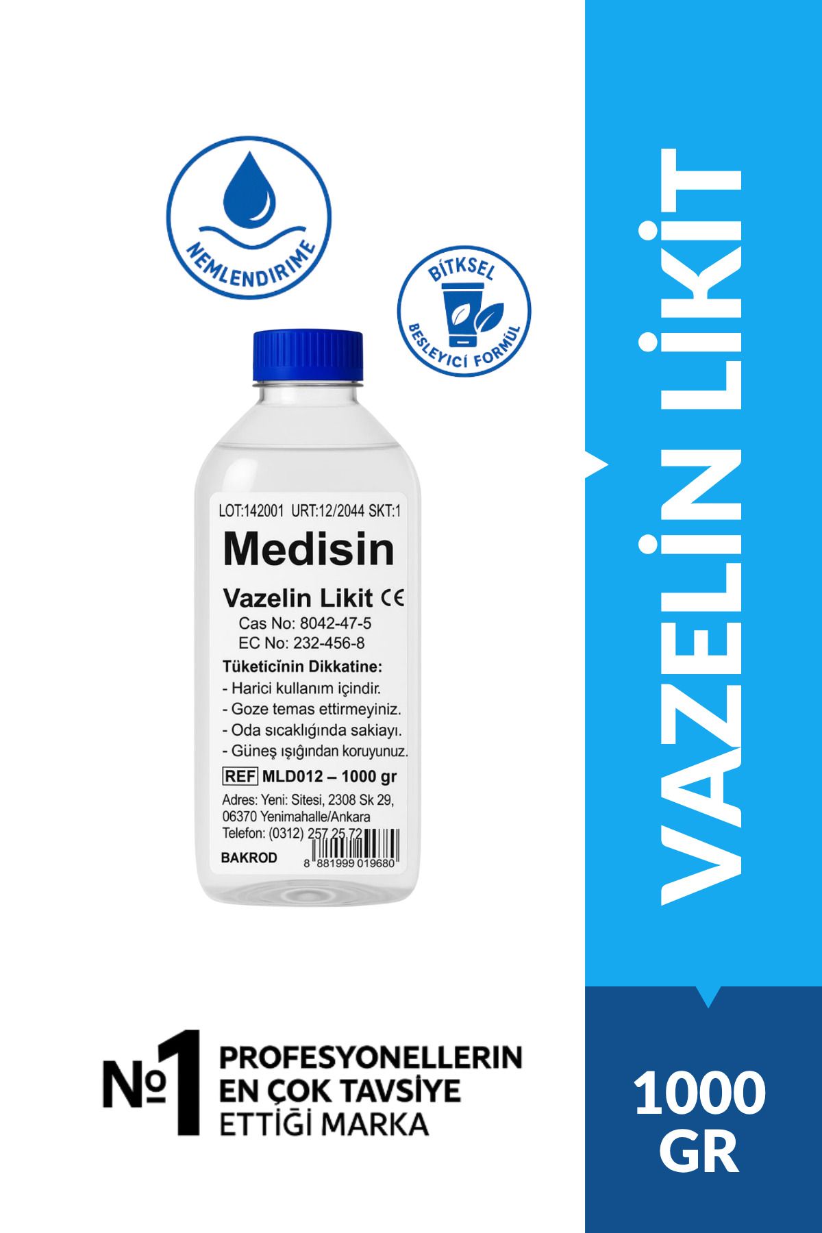 Povilon Vazelın Likit 1000 gr – Yoğun Nemlendirici ve Cilt Koruyucu