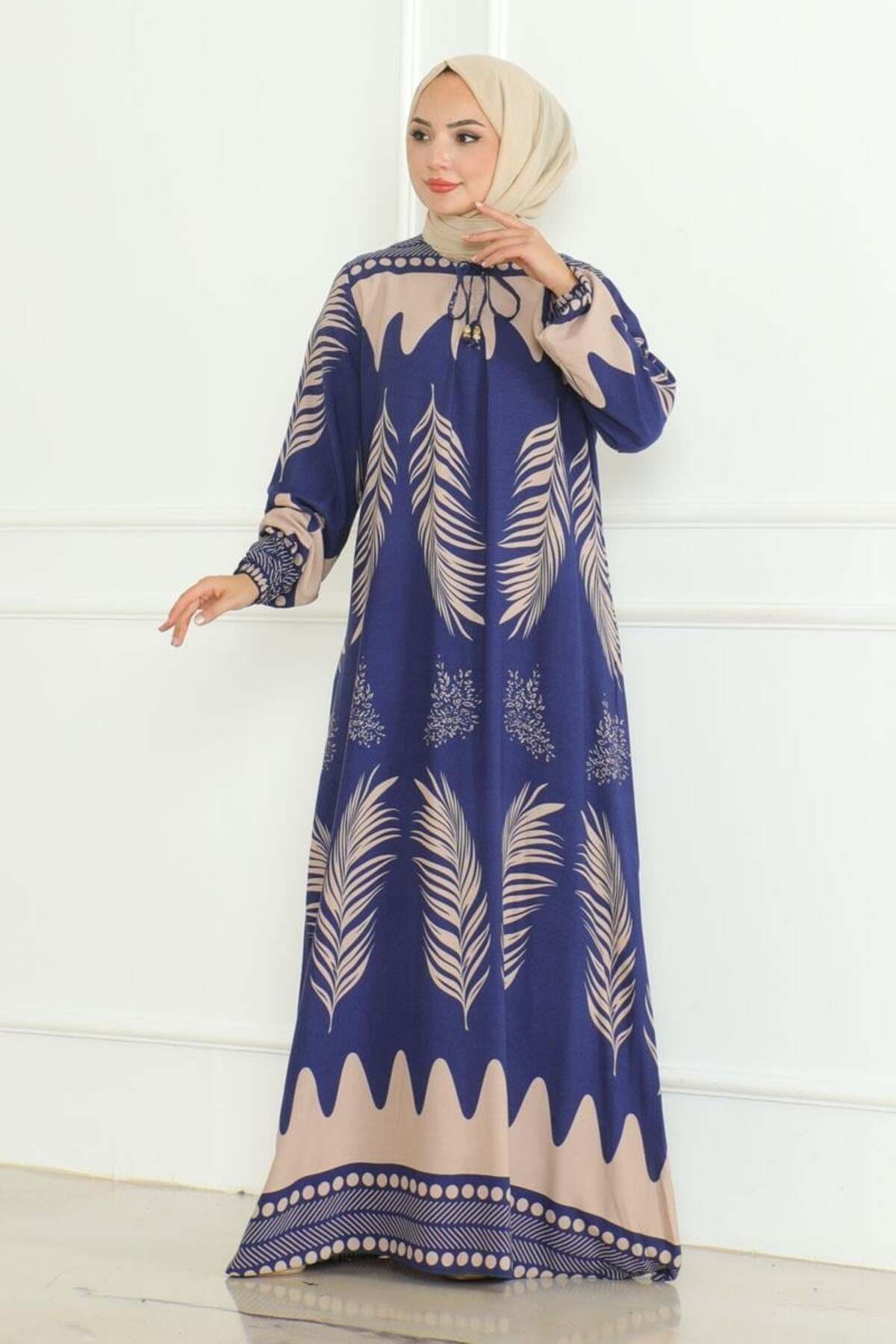 ORCHID Yakası Bağlamalı Viskon Elbise