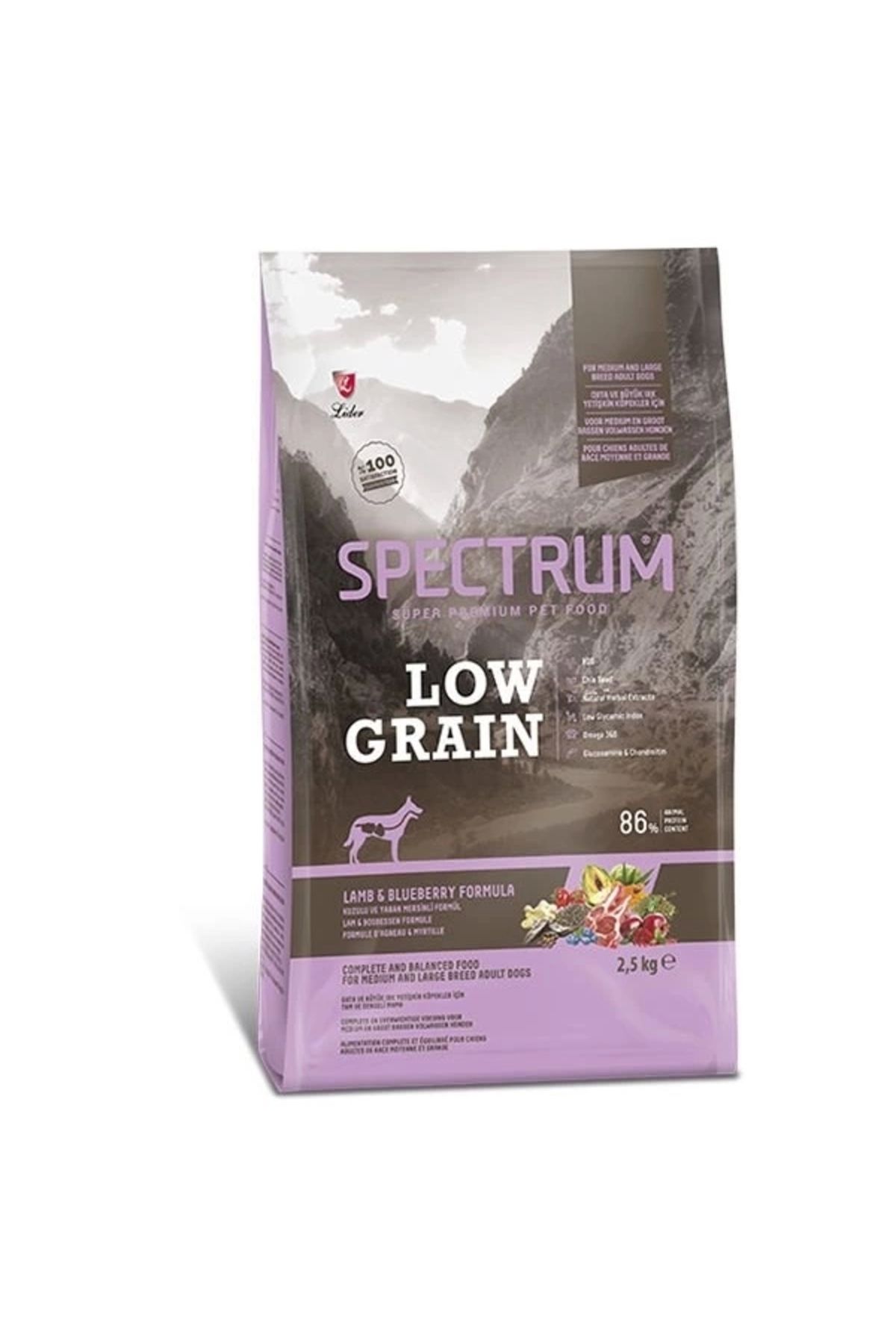 YNT İthalat Spectrum Düşük Tahıllı Kuzulu ve Yaban Mersinli Orta ve Büyük Irk Yetişkin Köpek Maması 2.5 Kg