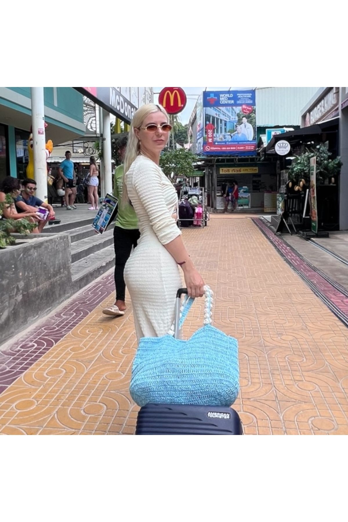 Love Macrame Plaj Çantası, Omuz Çantası, Çiçekli Örgü Çanta, Beach Bag, Kağıt İp Çanta