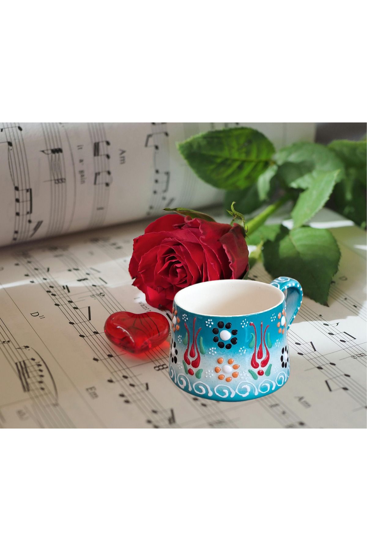 Artiser Çini kupa, Çini mug, Klasik çini desenli kupa, Dantel desenli kupa, Dekoratif kupa