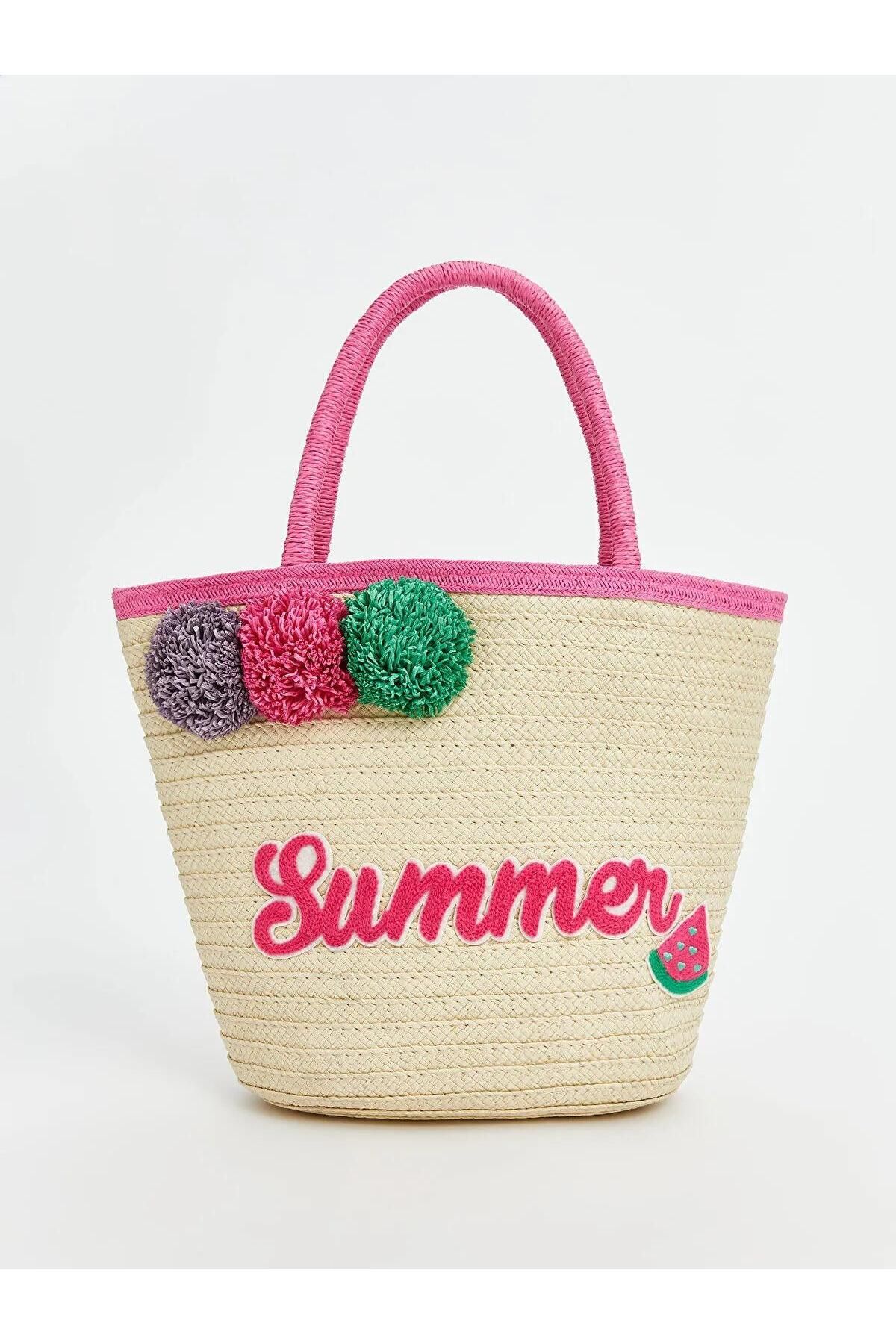 LC Waikiki LCW ACCESSORIES Kız Çocuk Hasır Plaj Çantası (S5)