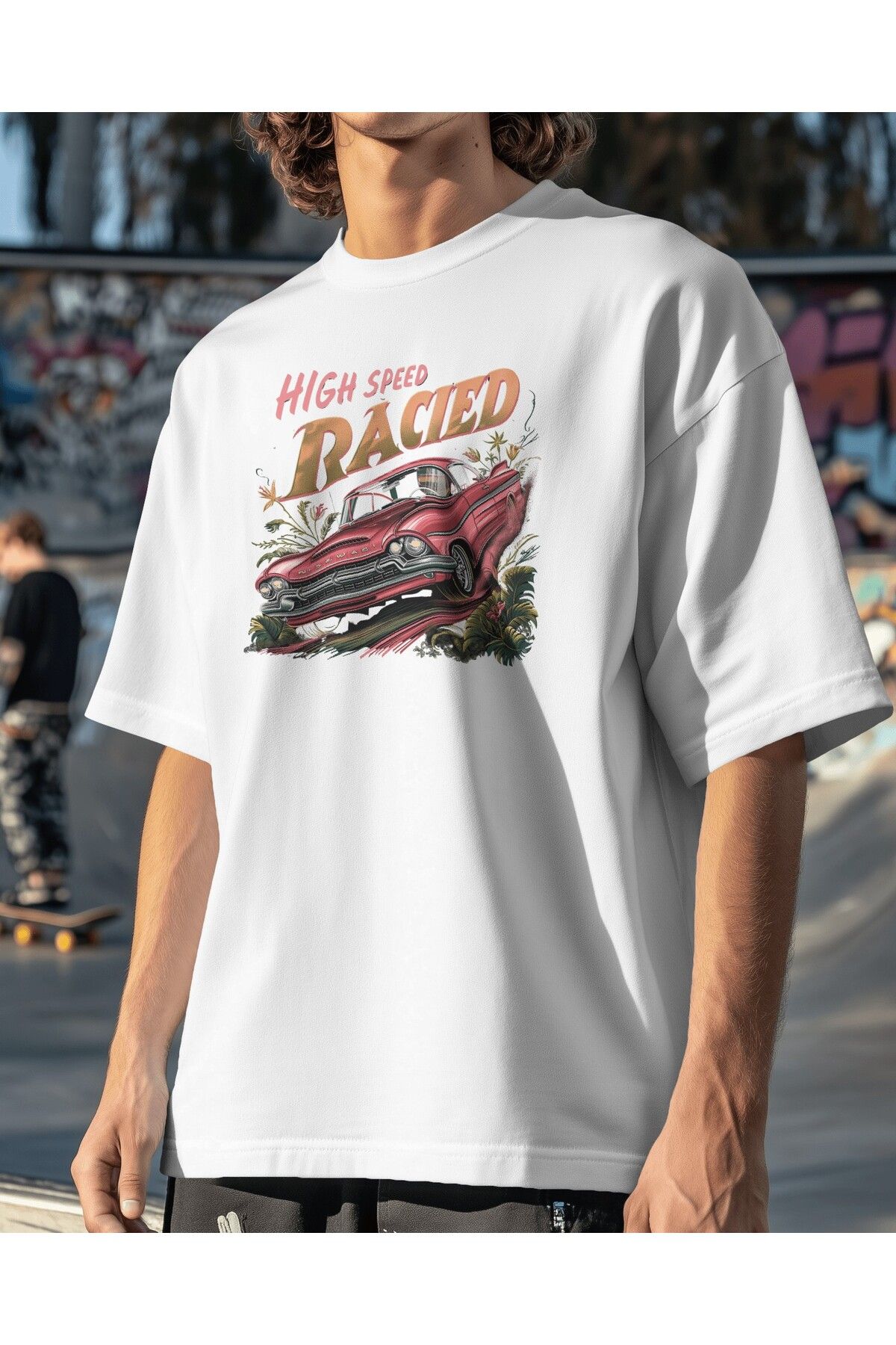 BELLACHIA "High Speed Raced" Klasik Araba Baskılı Erkek Tişört – Hız ve Adrenalin Tutkunları İçin! 🚗💨
