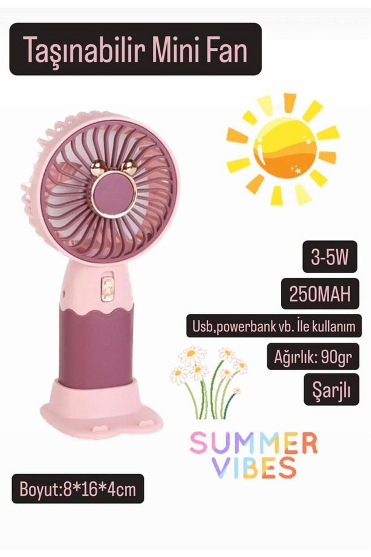 WASHA Taşınabilir Fan Soğutucu Mini Vantilatör Klima Güçlü Serinletici Şarjlı Masa Üstü Sessiz Standlı