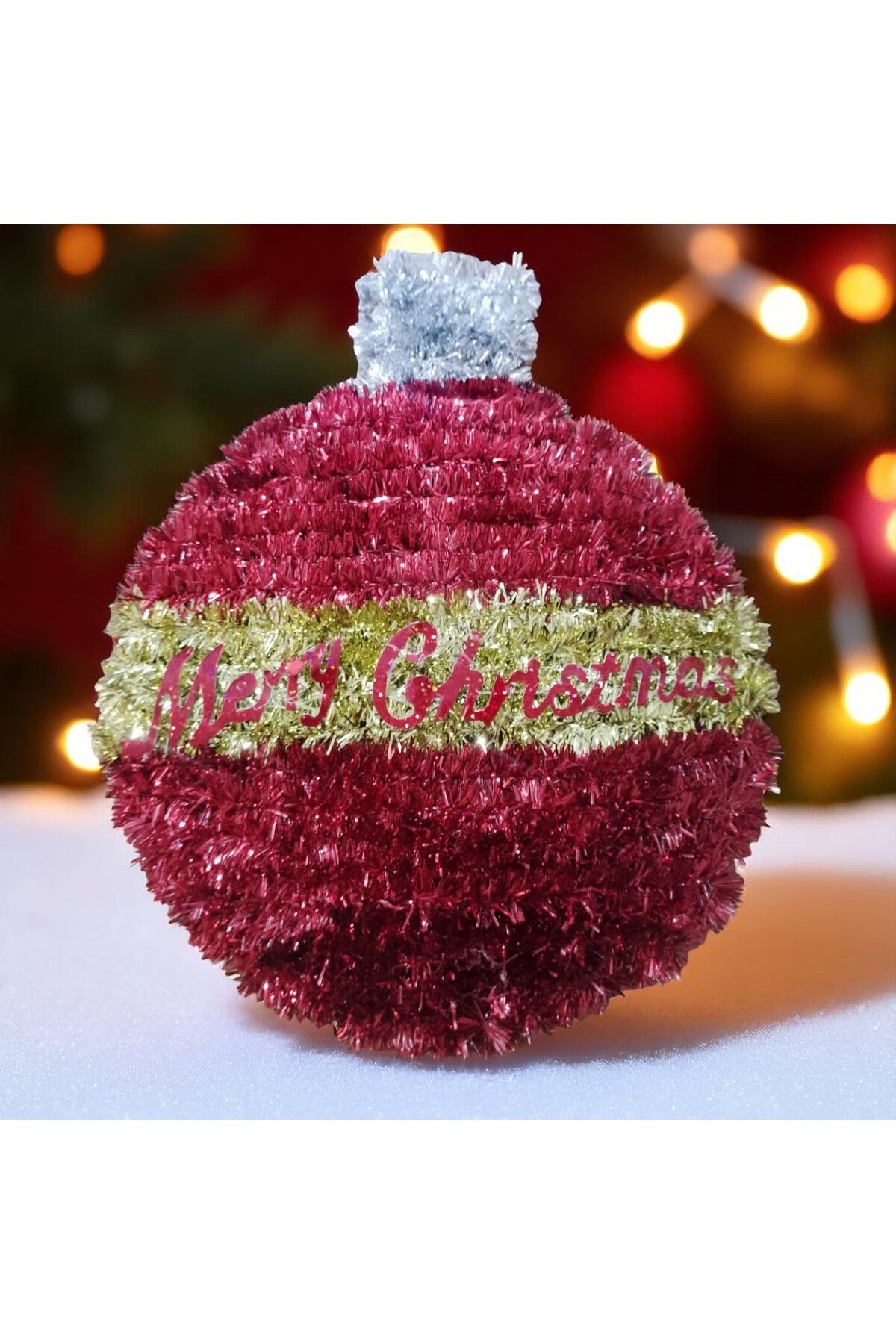 Kuzey-High Quality New Year Ball Decor Red Gold Ball Decor Metallic New Year Window Decorations 28X23 cm 3