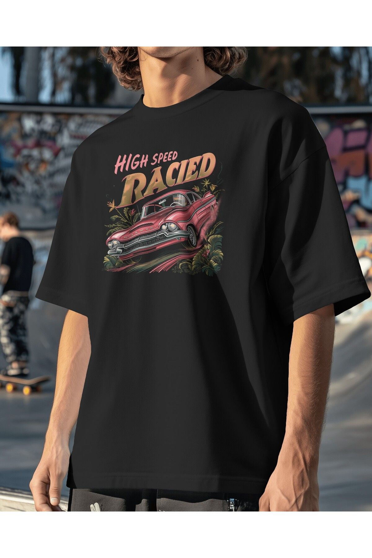 BELLACHIA "High Speed Raced" Klasik Araba Baskılı Erkek Tişört – Hız ve Adrenalin Tutkunları İçin! 🚗💨
