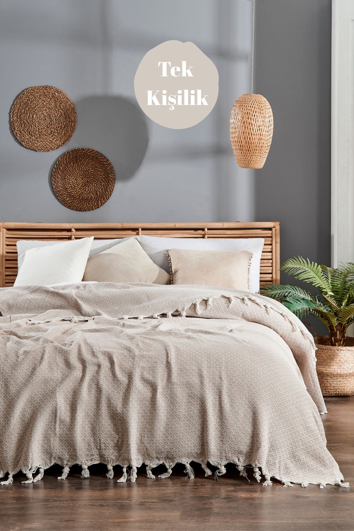 Casnack Yeliz Model Bej Tek Kişilik Pike 170x210cm