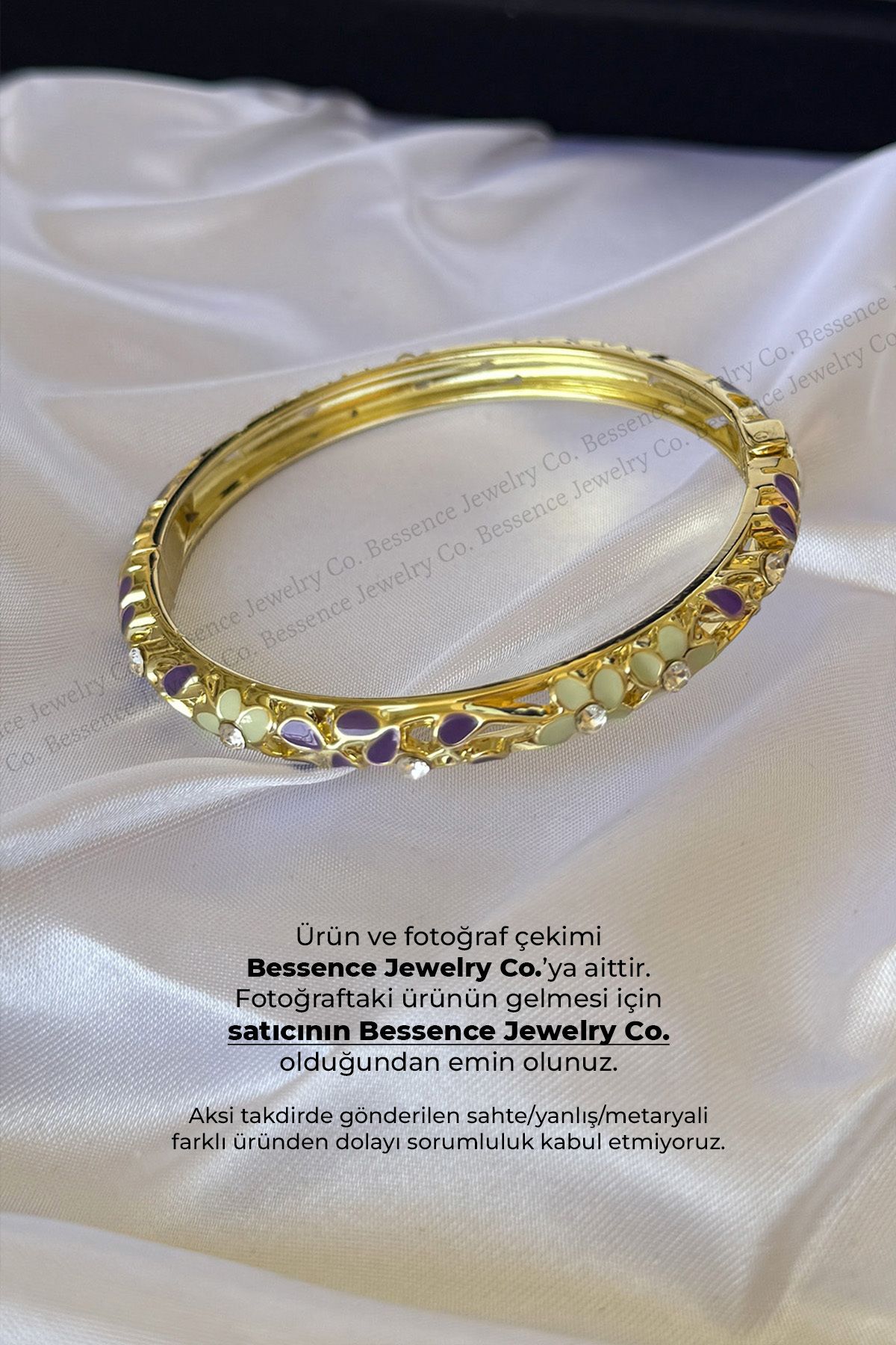 Bessence Jewelry Co Mor Mineli Kelepçe, Bileklik-Çelik