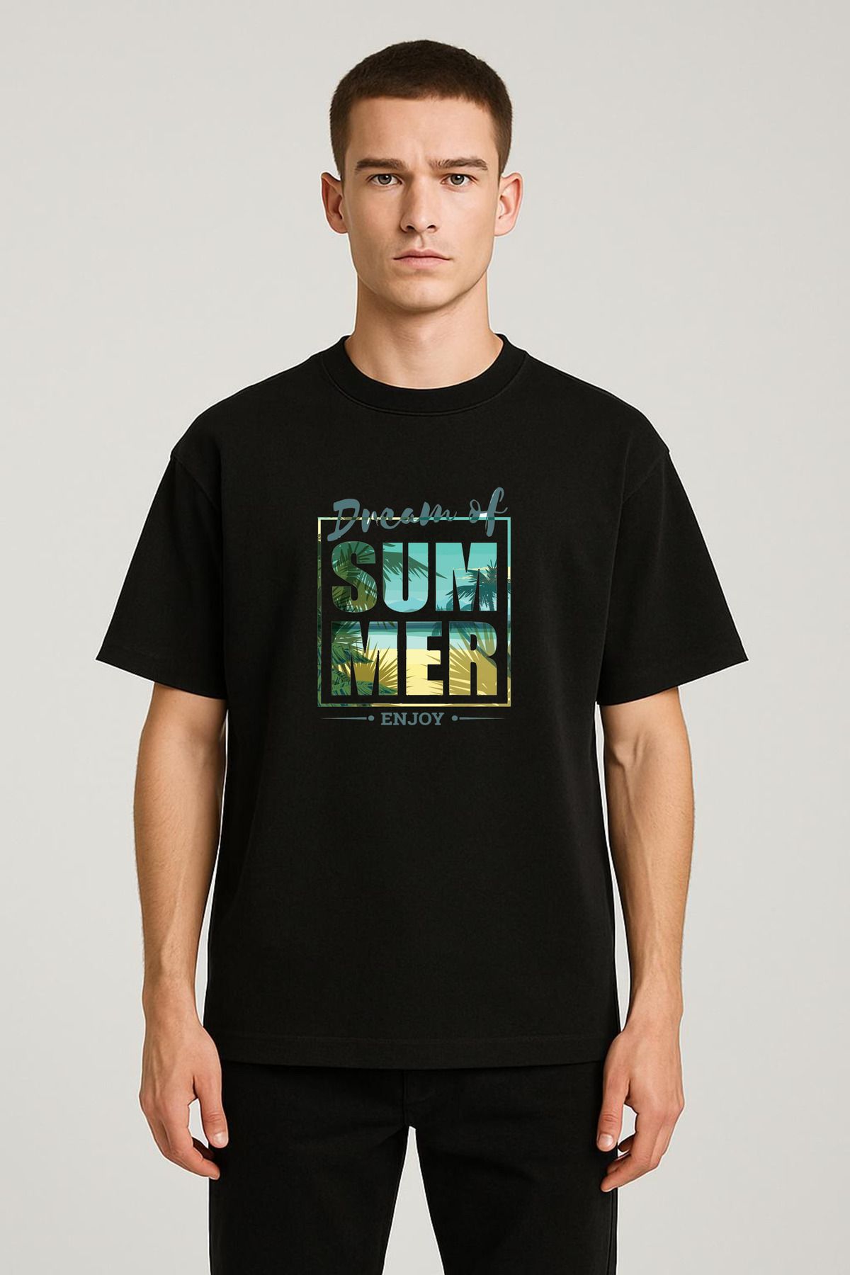 MODA Unisex Oversize Kalıp Dream of Summer Baskılı T-Shirt