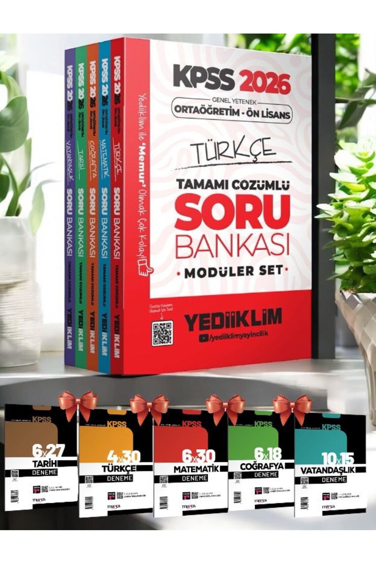 Yediiklim Yayınları 2026 KPSS Ortaöğretim Ön Lisans Genel Yetenek Genel Kültür Çözümlü Soru Bankası Ve Hediye Deneme