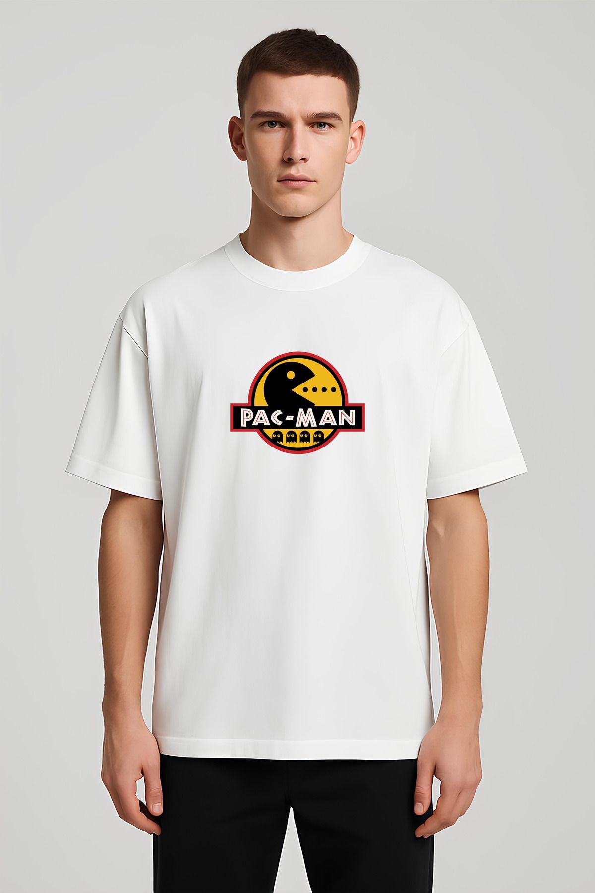 MODA Unisex Oversize Kalıp Pacman Baskılı T-Shirt