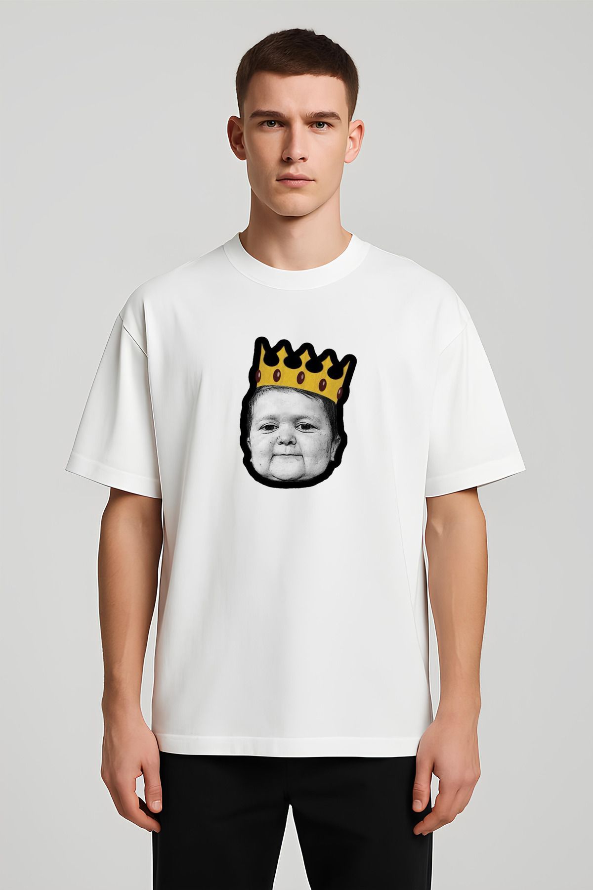 MODA Unisex Oversize Kalıp Hisbulla Baskılı T-Shirt