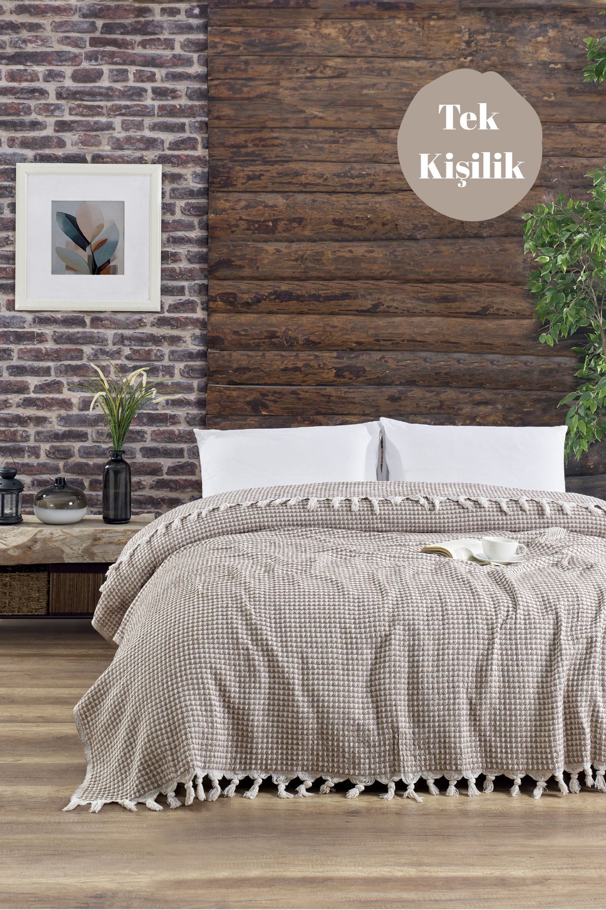 Casnack Piramit Model Kahve Tek Kişilik Pike 170x210cm