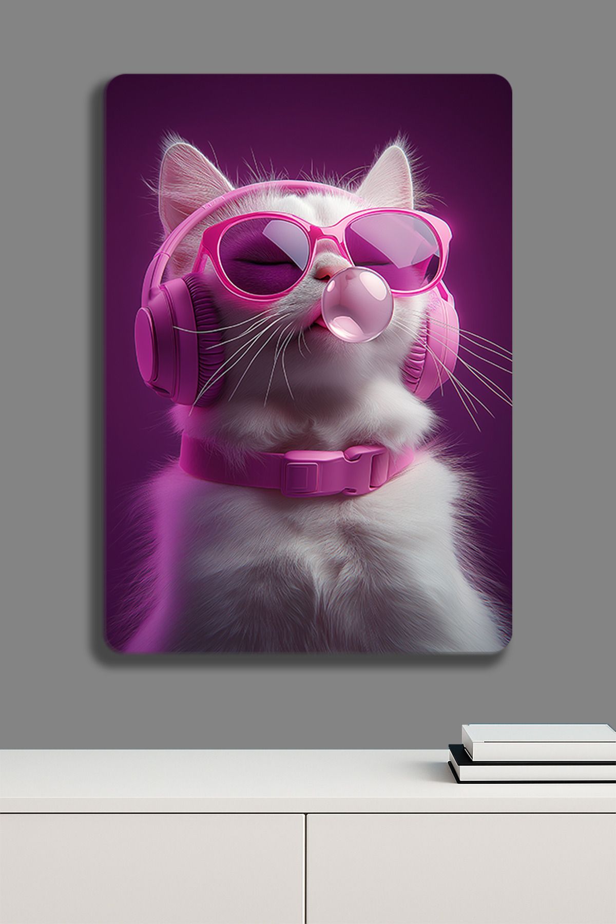 SPLASH Sakızlı Pembe Kedi - Metal Poster