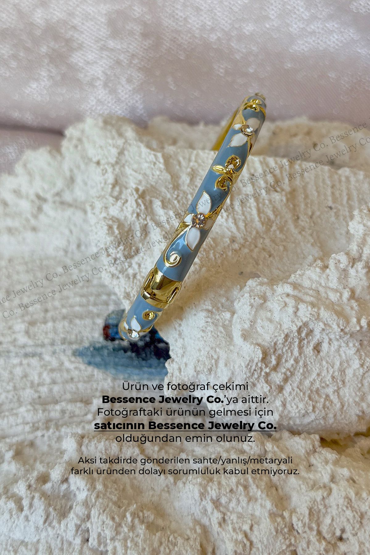 Bessence Jewelry Co Mineli Mavi Kelepçe, Bileklik-çelik