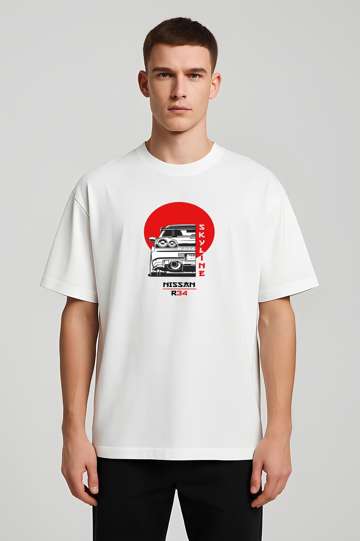 MODA Unisex Oversize Kalıp Skyline Baskılı T-Shirt