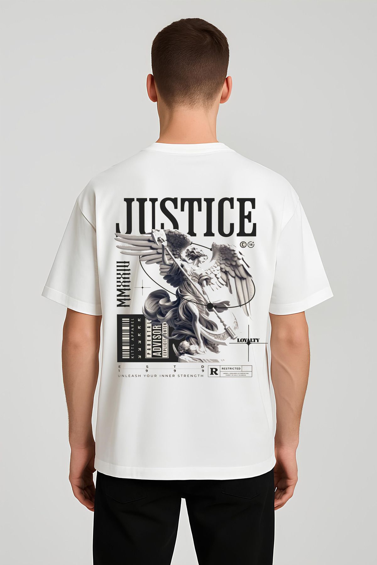 MODA Unisex Oversize Kalıp Justice Baskılı T-Shirt