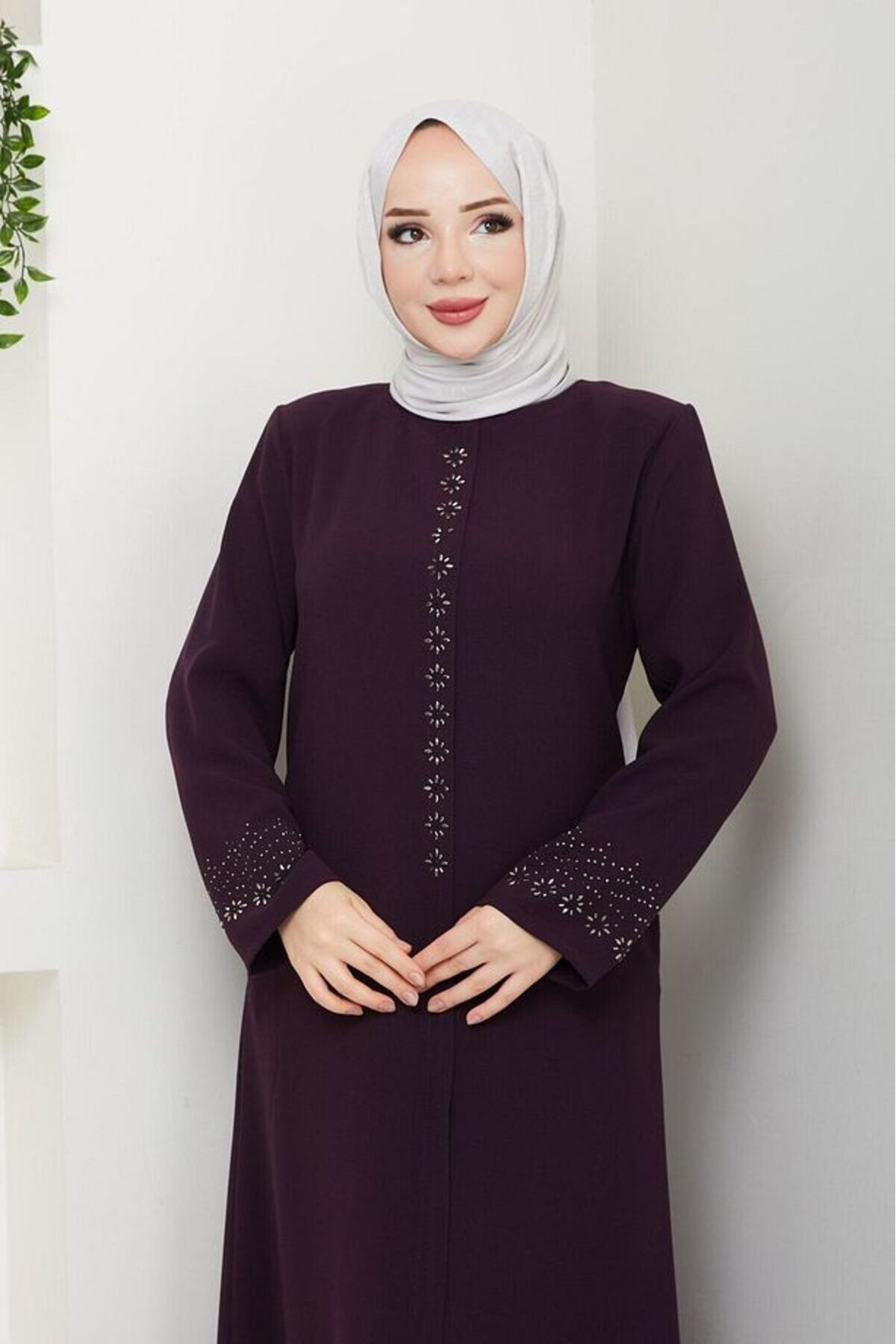 ULUEL STORE Papatya Taş Detaylı Ferace