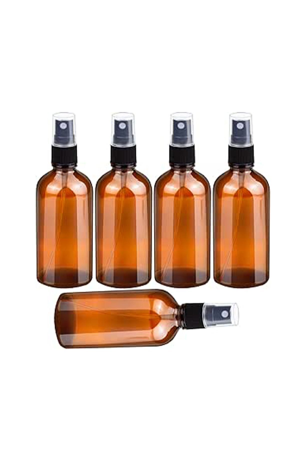 wellLine Petçi cam salih 100ml Amber Cam Sprey Şişesi Boş İnce Sis Cam Şişeler Uçucu Yağlar için,- 5'li Paket