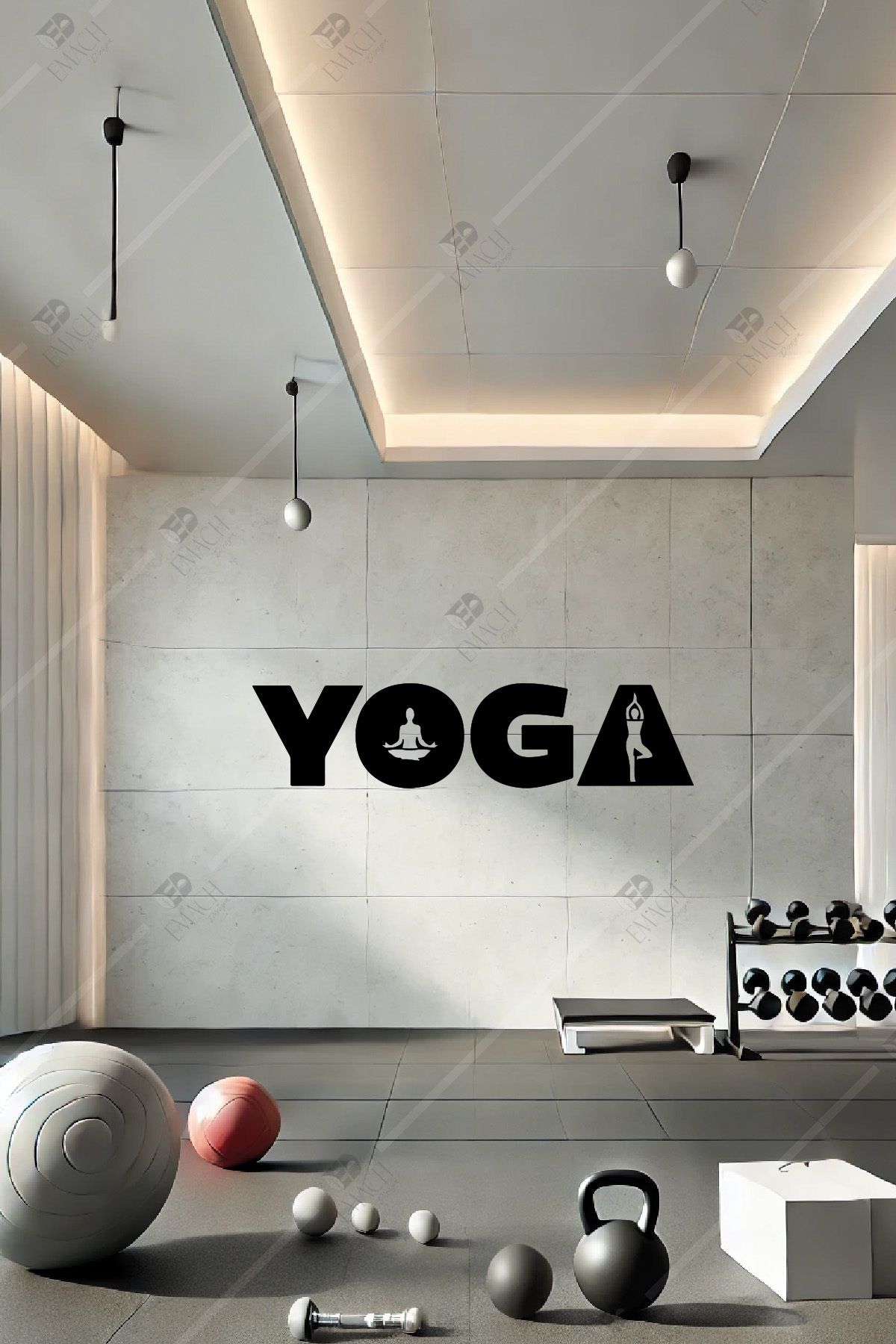 Emach Dizayn Yoga Yazılı Ahşap Duvar Dekorasyonu