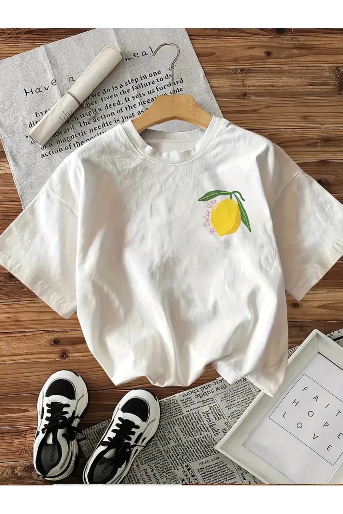 CLASİVA Lımon Cello Baskılı Unisex Oversize Bisiklet Yaka t-shirt