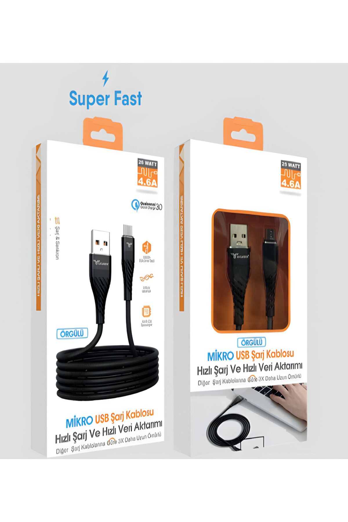Kgntech Akıllı Hızlı Şarj Kablosu 25W Örgülü