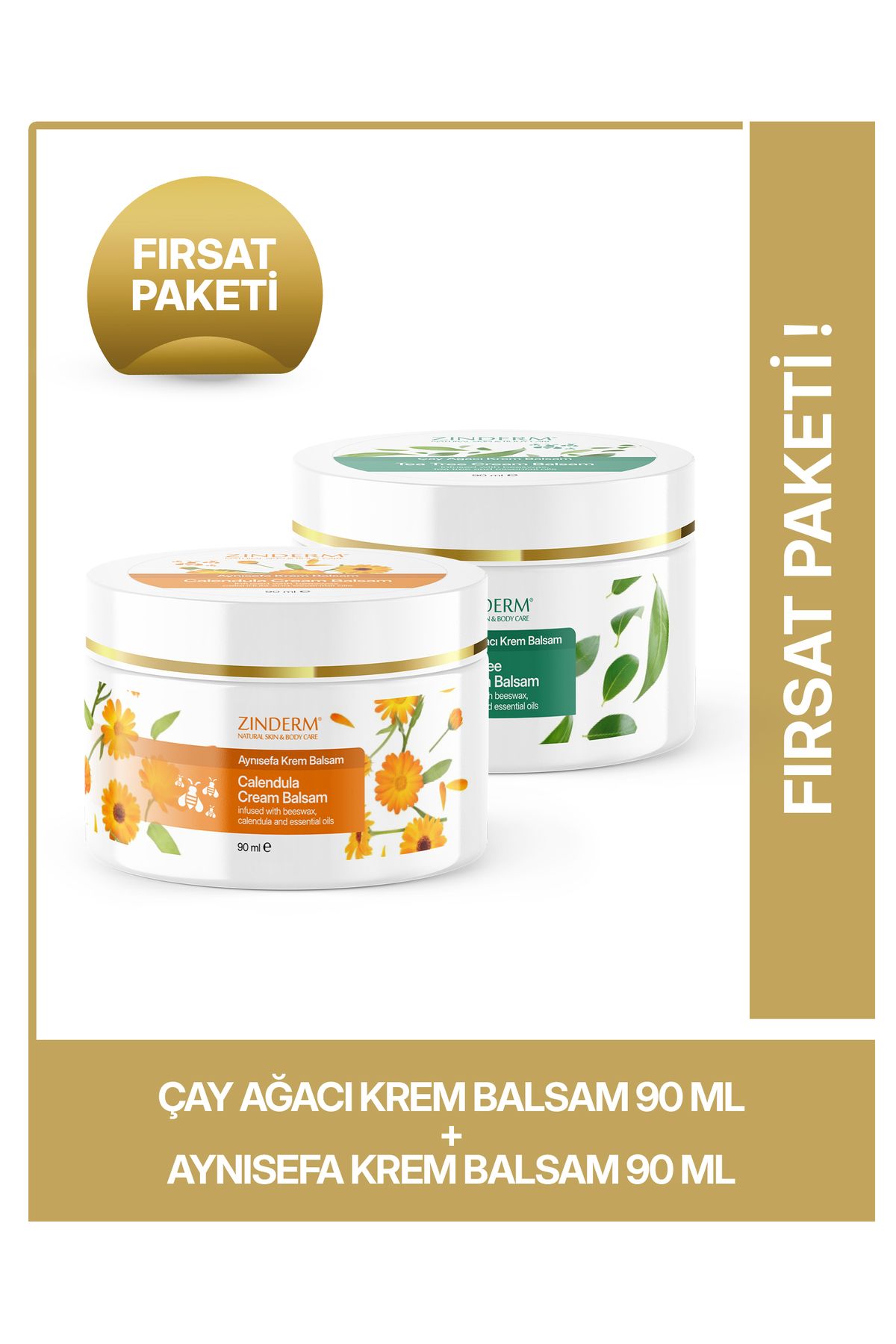zinderm Çay Ağacı Yağı Kremi Balsamı ve Aynısefa Yağı Kremi Balsamı 90ml