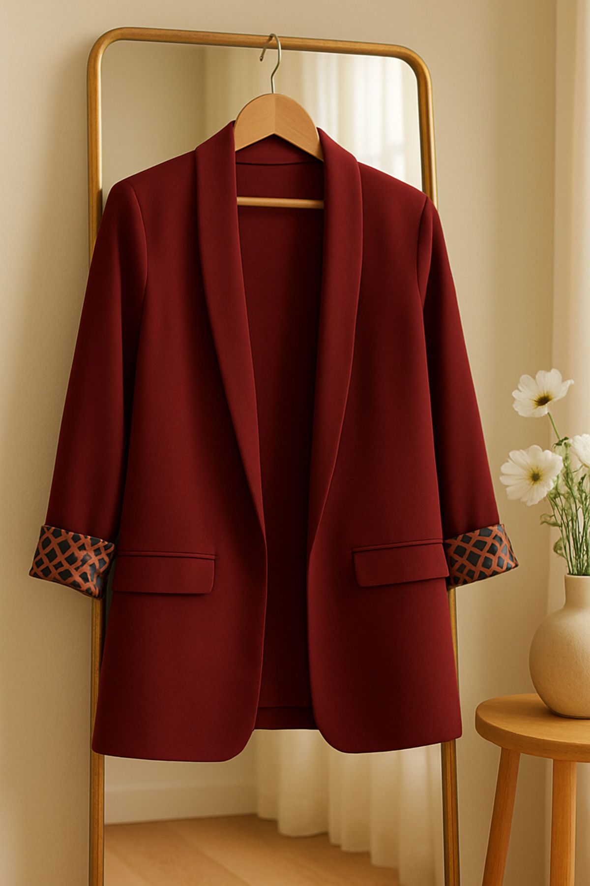MODA rahat şık leopar detaylı blazer ceket