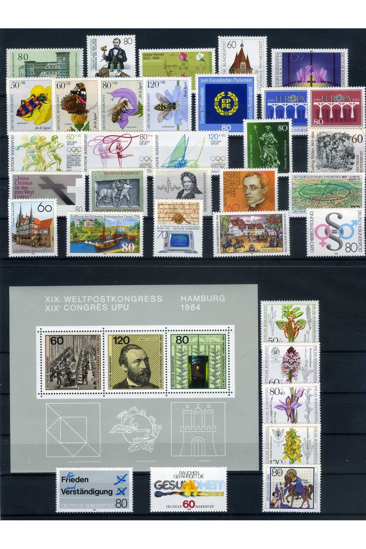 Jupiter Stamps Koleksiyon Pulları,1984 Almanya Damgasız Tam Seri Pullar,Konsept Hediyelik,Hobiler,ASB-8445327