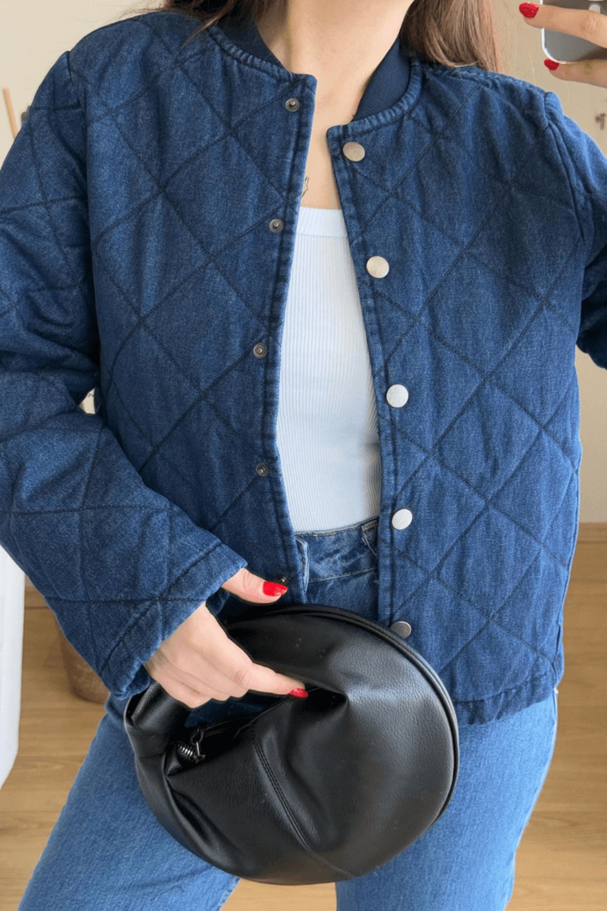 SEHOCO BUTİK %100 Pamuk Kapitone Denim Ceket