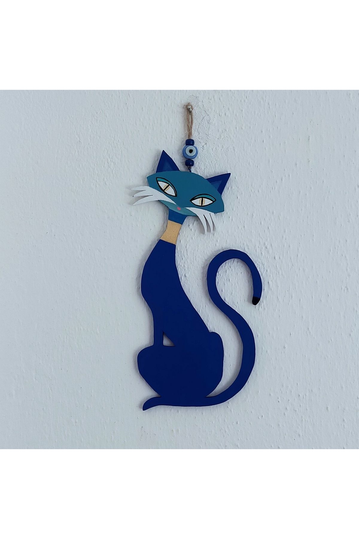 Tahtadenizi Nazar Boncuklu Kedi Duvar Dekoru El Yapımı