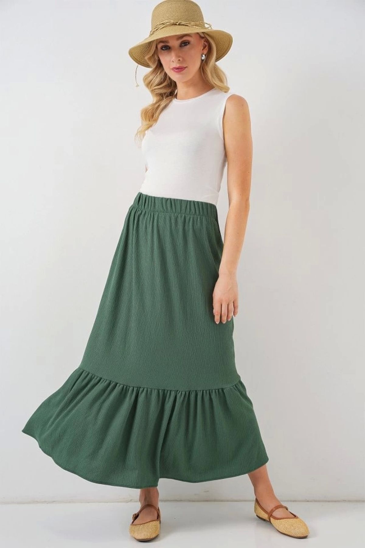 Butik 1886 Uzun Örme Etek - Zümrüt Yeşili