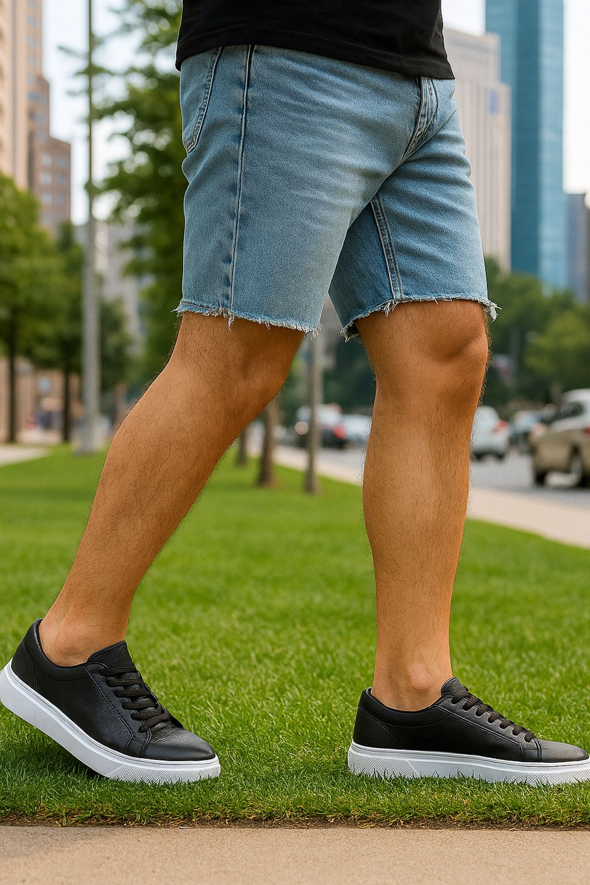 Growish GR309 Hakiki Özel Yapım Floater Deri Yüksek Eva Taban Siyah Sneakers Erkek Ayakkabı