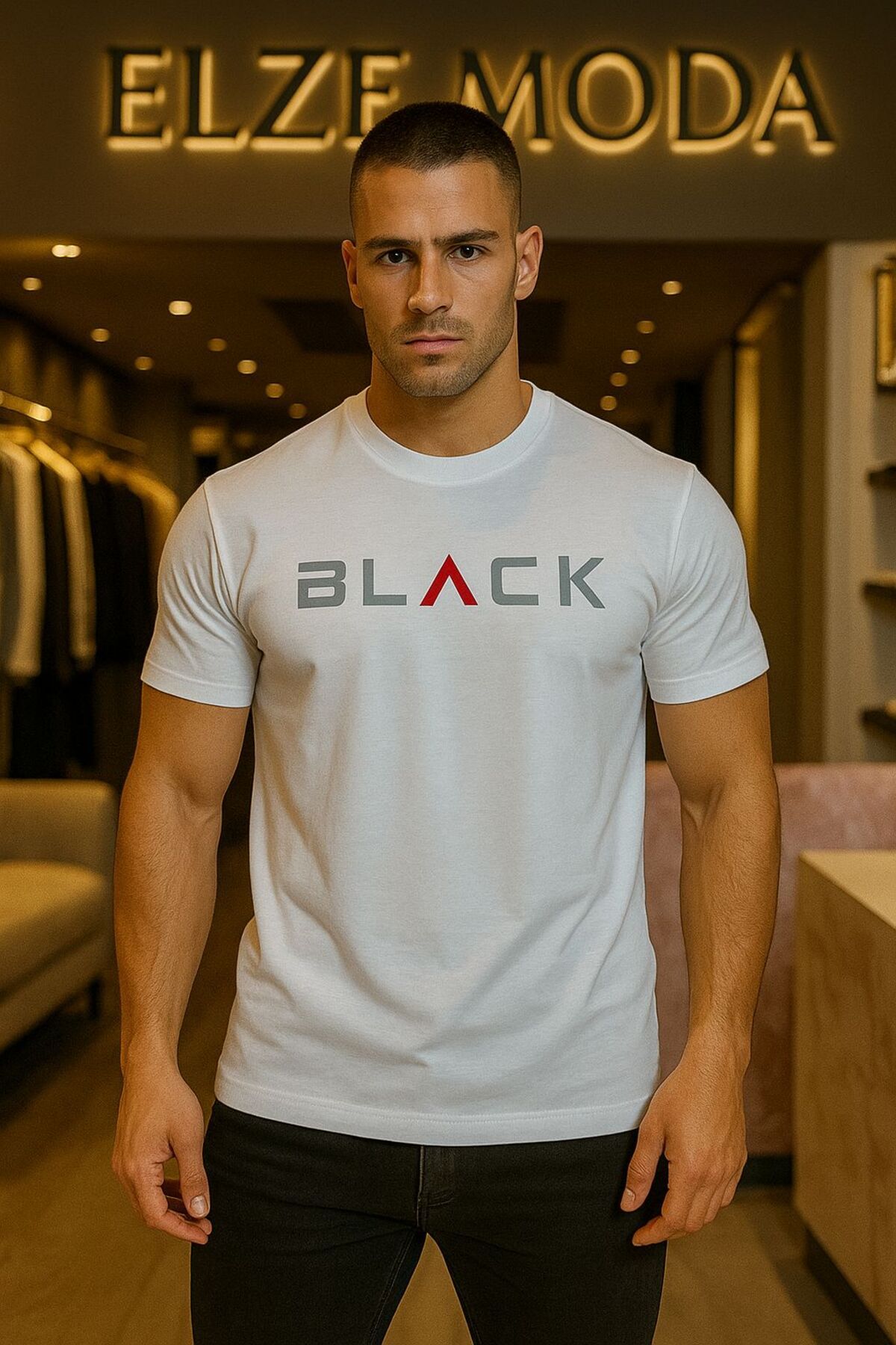 ELZE MODA A KALİTE PREMİUM BLACK BASKILI UNİSEX OVERSİZE T-SHİRT