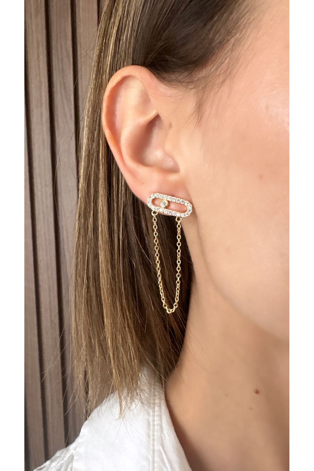 LaNida Jewelry Ruby küpe / Sallantılı taş detaylı küpe