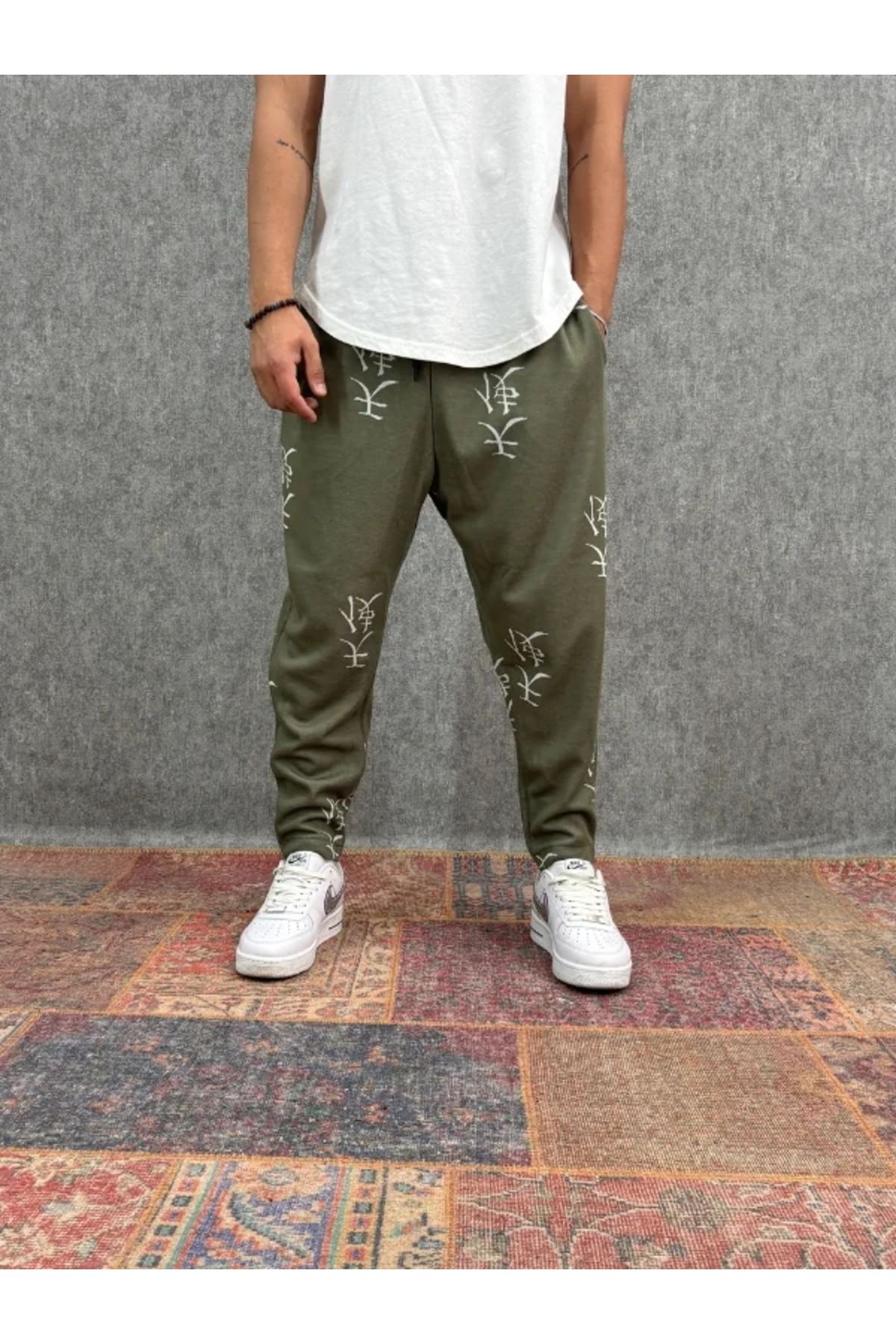 FıttingRoom Beli Lastikli Chinese Desenli Baggy Pantolon