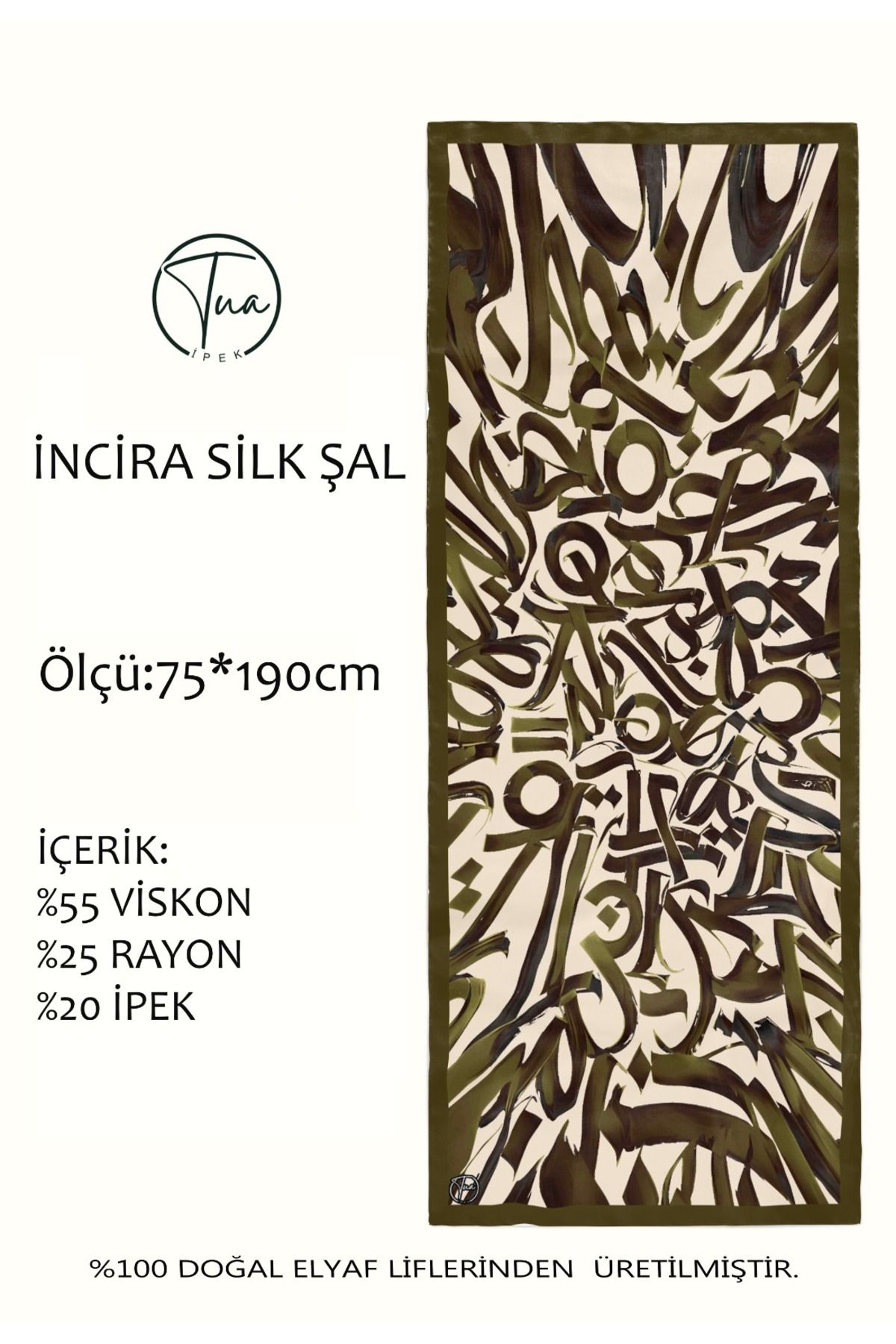TUA İPEK Organic İNCİRA DUT İPEĞİ/VİSCOSE ŞAL - Hat Desenli